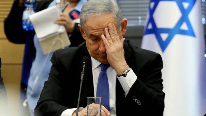 O primeiro-ministro de Israel, Benjamin Netanyahu, no parlamento de Israel, 20 de novembro de 2019