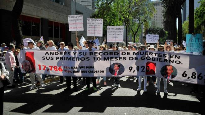 Protestos contra López Obrador, no México
