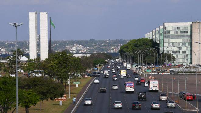 O Congresso Nacional e a Esplanada dos Ministérios, em Brasília