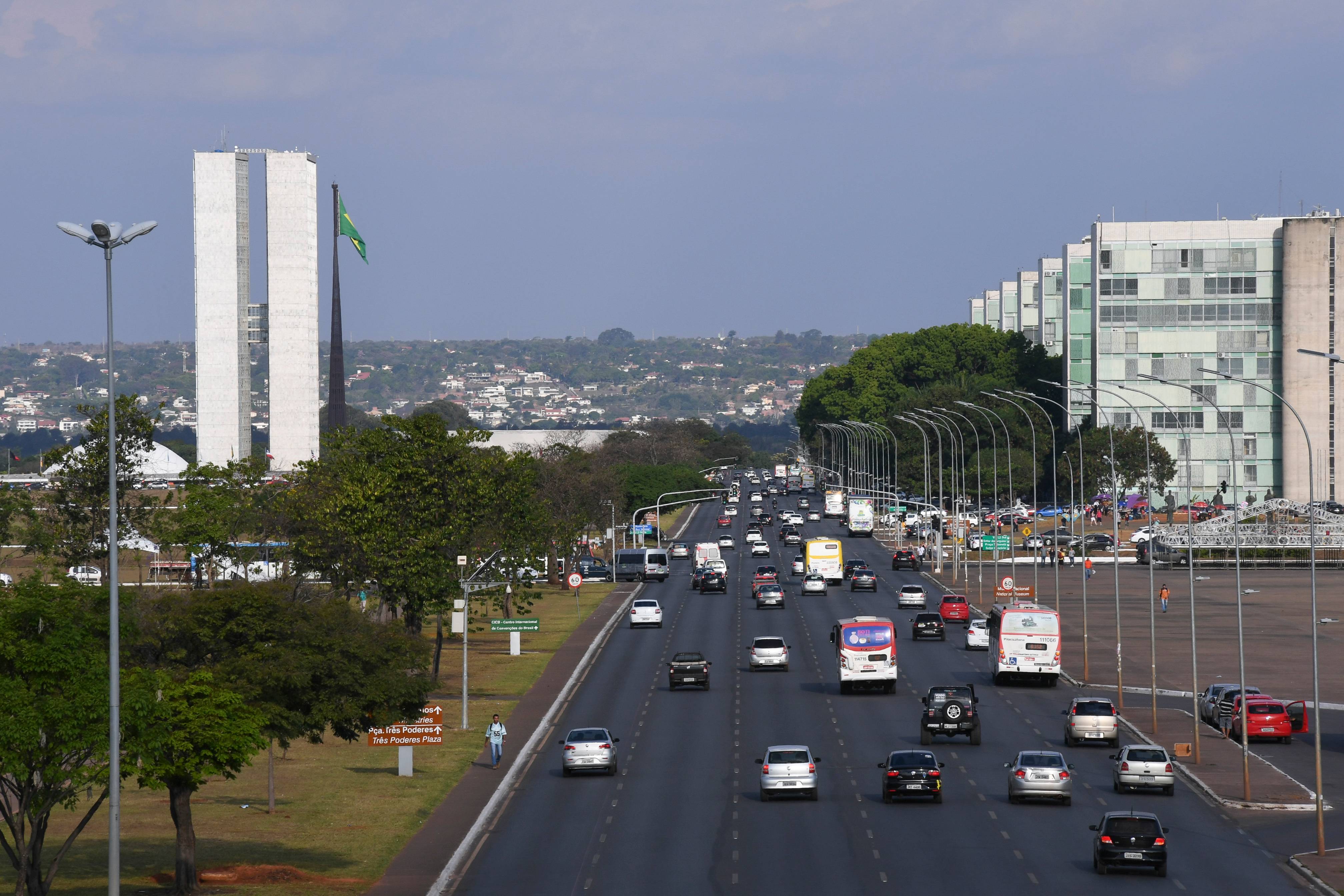 O Congresso Nacional e a Esplanada dos Ministérios, em Brasília