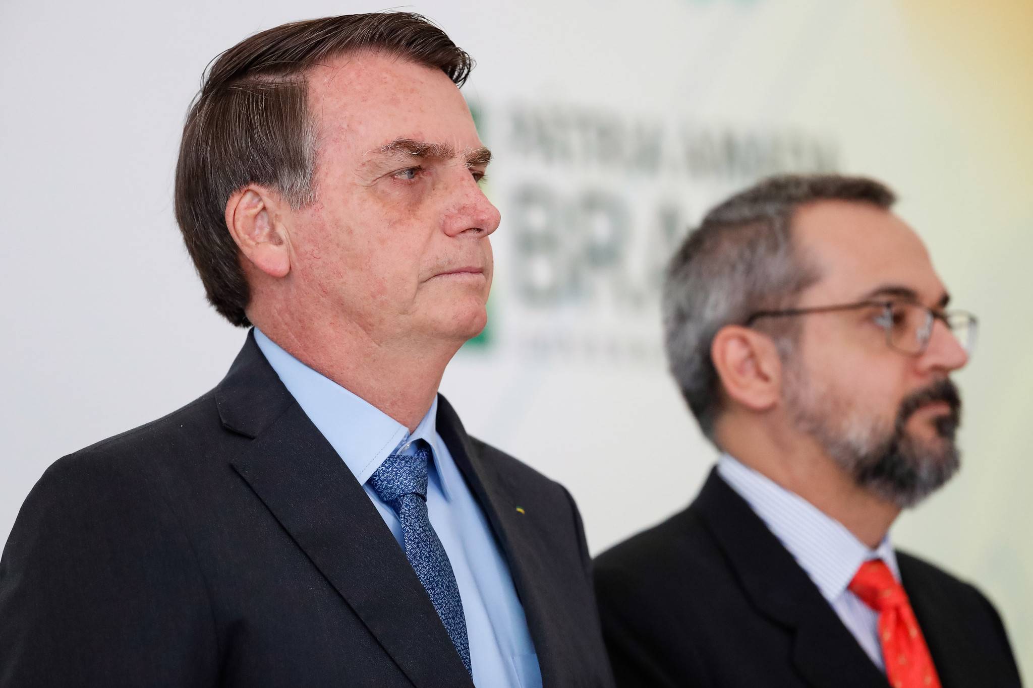 O presidente, Jair Bolsonaro, e o ministro da educação, Abraham Weintraub.