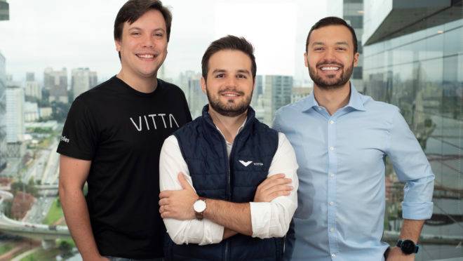 João Gabriel Alkmim (CEO), Márcio Dantas (CTO) e Tiago Barros (diretor comercial) da Healthtech Vitta.