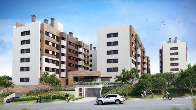 São cinco opções de plantas, entre as quais estão os apartamentos de 56 m² e de 71 m². | Divulgação