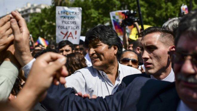 O ex-presidente da Bolívia Evo Morales participa de reunião das Madres de Plaza de Mayo em Buenos Aires, 26 de dezembro de 2019