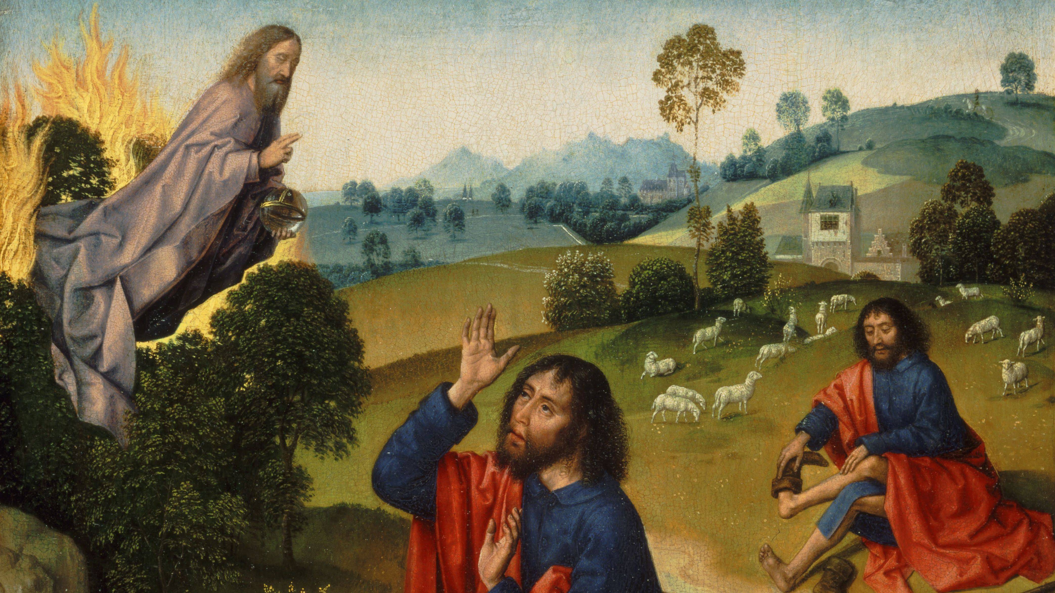 Detalhe de "Moisés e a Sarça Ardente", de Dierick Bouts o Velho.