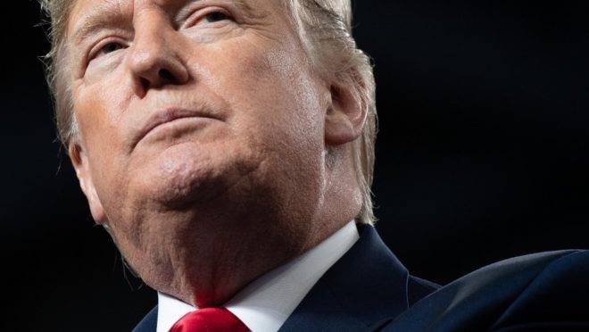 O presidente americano Donald Trump em evento de campanha, 9 de janeiro de 2020