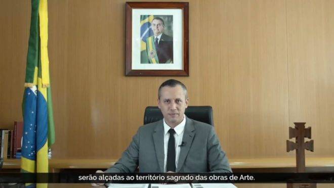 Roberto Alvim, secretário especial de Cultura, em vídeo de lançamento do Prêmio Nacional das Artes