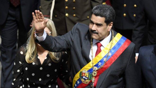 O ditador da Venezuela, Nicolás Maduro, visita a Assembleia Nacional Constituinte em Caracas, 14 de janeiro de 2020