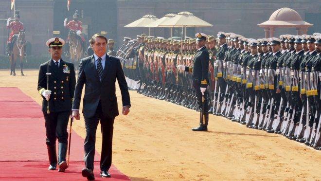 Jair Bolsonaro está na Índia para as comemorações do Dia da República.