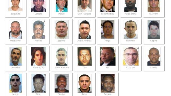 Lista dos criminosos mais procurados do Brasil divulgada pelo Ministério da Justiça.
