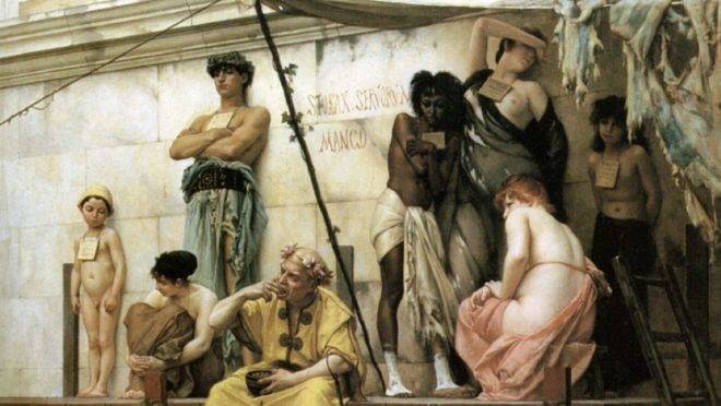 Detalhe de "O mercado de escravos", de Gustave Boulanger.