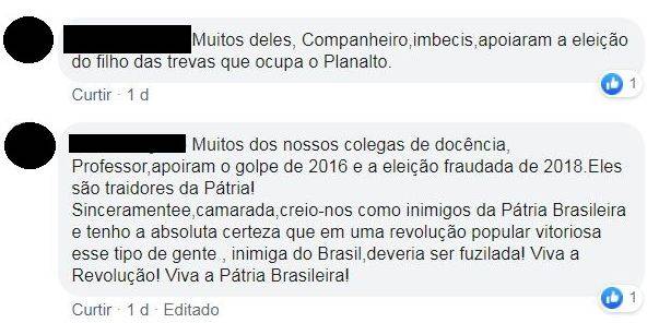 Professor da UFRN propõe fuzilamento de bolsonaristas Professor de Direito da UFRN disse acreditar que o impeachment de Dilma Rousseff foi “golpe” e que as eleições de 2018 foram fraudadas.