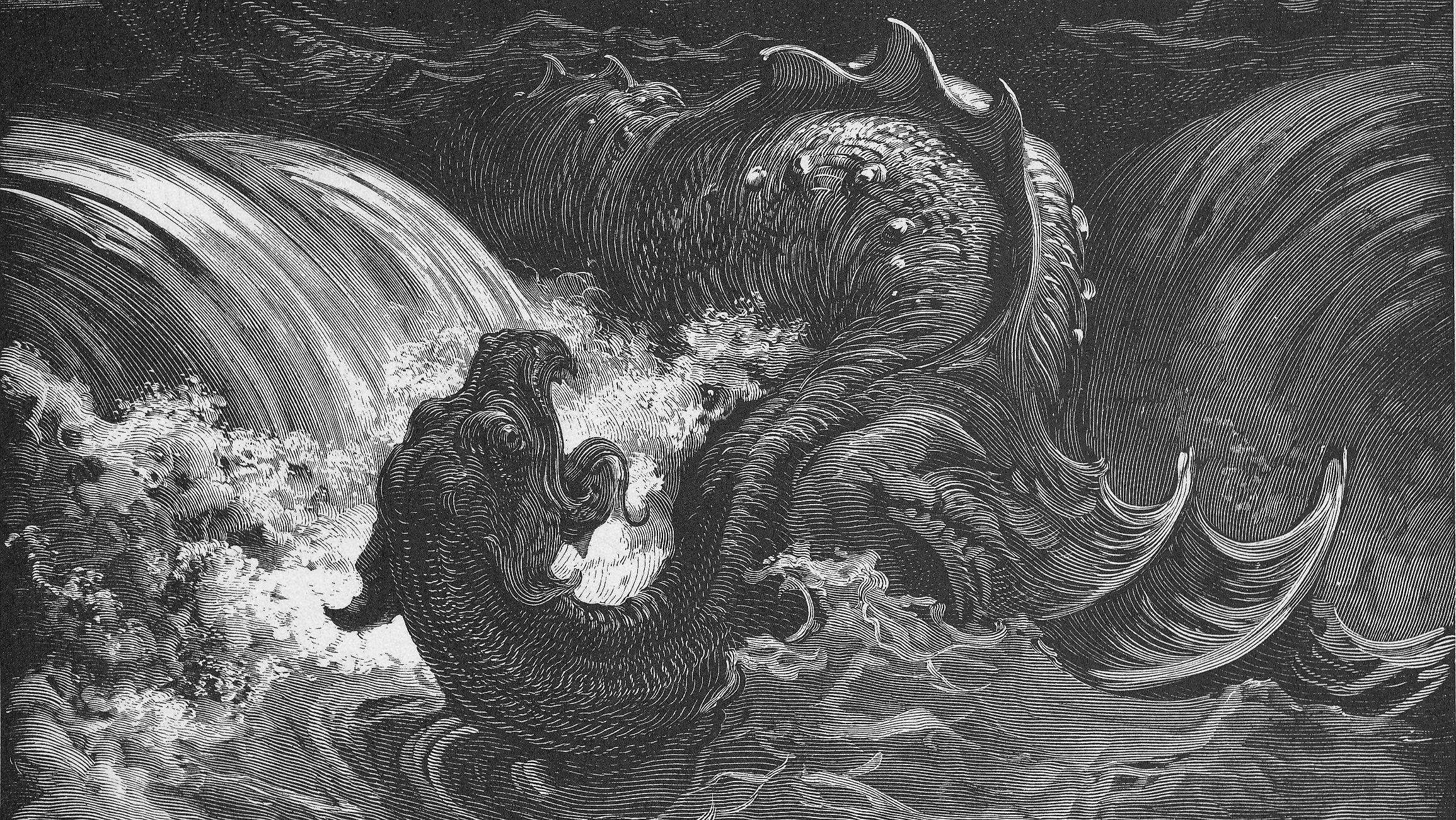 Detalhe de "A destruição do Leviatã", gravura de Gustave Doré.