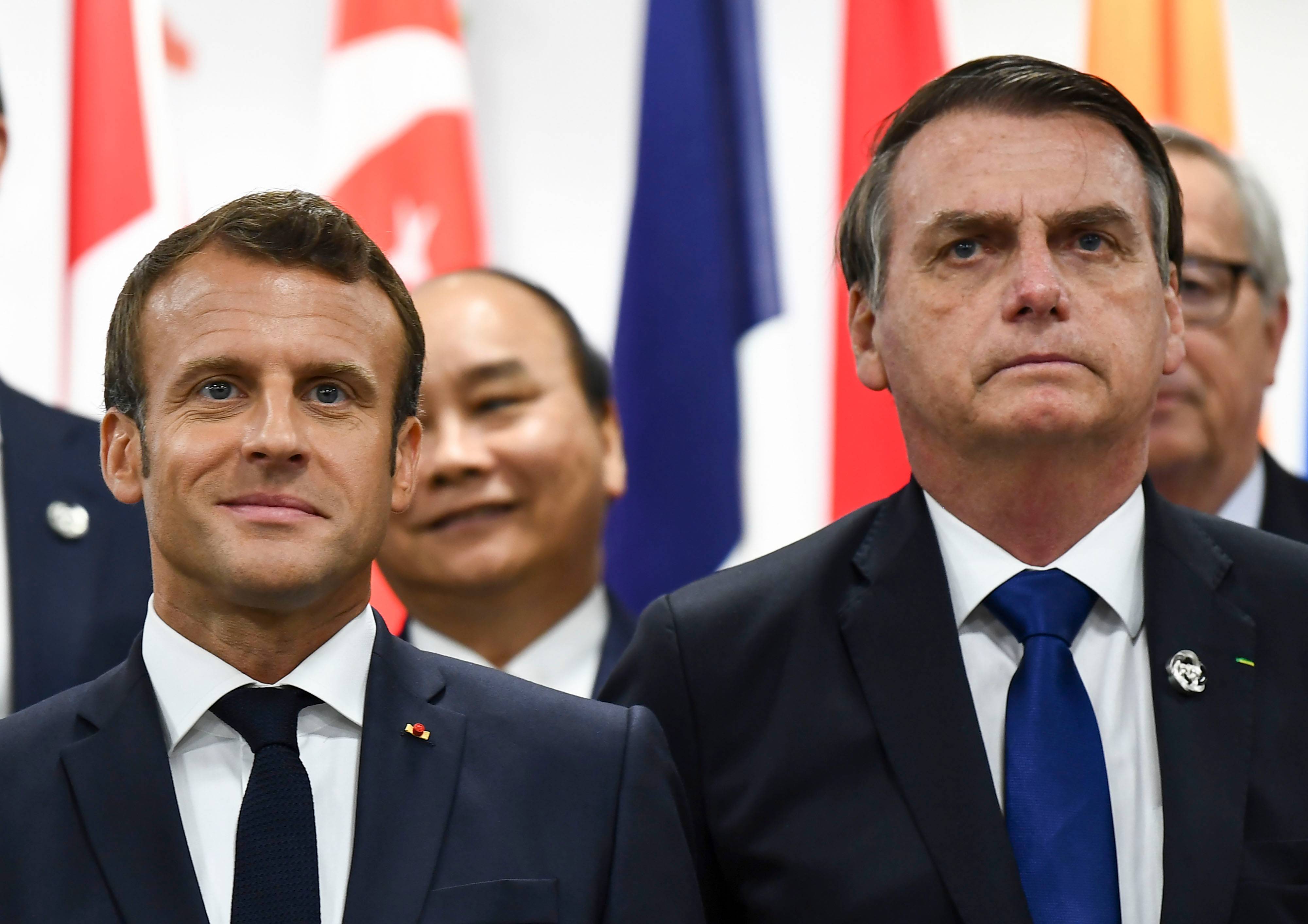 Os presidentes Jair Bolsonaro e Emmanuel Macron