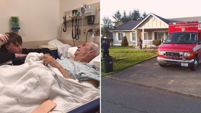 O norte-americano Harold Storelee, de 88 anos, quebrou o quadril depois de uma queda enquanto cortava a grama de seu quintal.