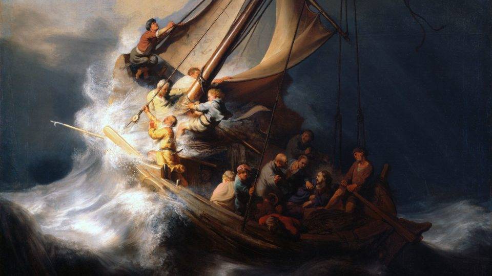 Detalhe de "Cristo na tempestade", de Rembrandt.