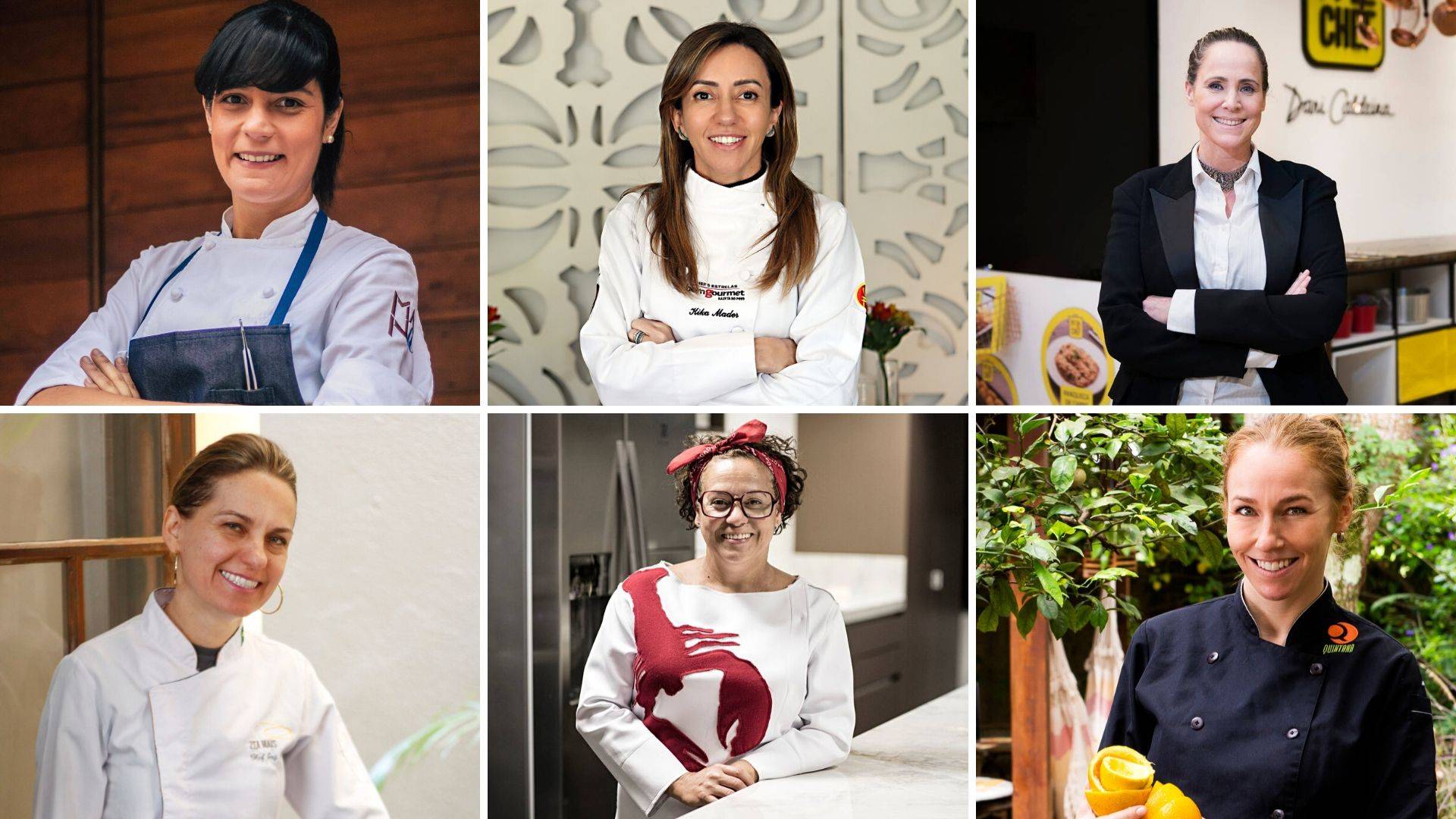 Da esquerda para a direita, de cima para baixo: Manu Buffara, Kika Marder, Dani Caldeira, Joy Perine, Eva dos Santos e Gabriela Carvalho