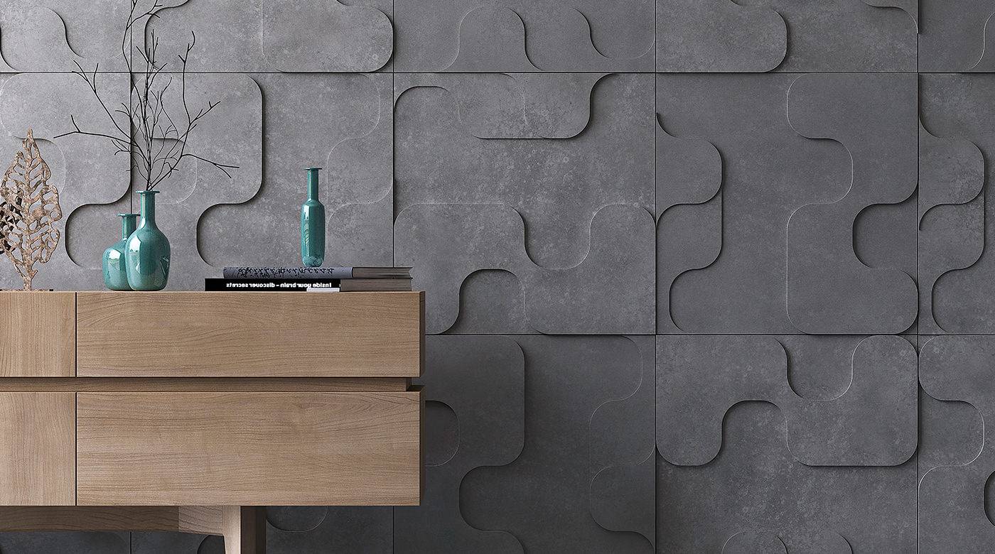 Linha Puzzle é um dos lançamentos da Palazzo para 2020. Formas orgânicas deram origem a esse revestimento, combinando o design 3D ao charme do concreto aparente, com seus poros aleatórios e destonalidades | Divulgação Linha Puzzle é um dos lançamentos da Palazzo para 2020. Formas orgânicas deram origem a esse revestimento, combinando o design 3D ao charme do concreto aparente, com seus poros aleatórios e destonalidades | Divulgação