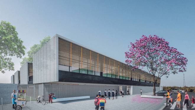Proposta do escritório curitibano Sabóia + Ruiz para o Centro de Ensino Fundamental Parque do Riacho recebeu o primeiro lugar em concurso da Companhia de Desenvolvimento Habitacional do Distrito Federal (CODHAB-DF) Foto: Reprodução ArchDaily