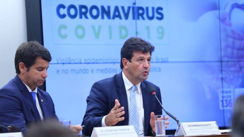 O ministro da Saúde, Luiz Henrique Mandetta, durante audiência na Câmara dos Deputados sobre o coronavírus.