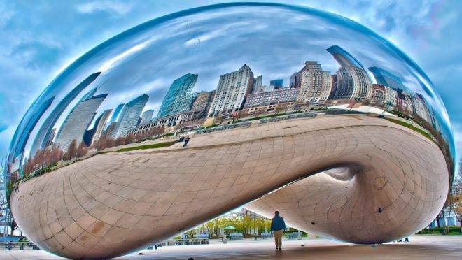 “Bean”, a obra mais famosa do Millennium Park, no centro de Chicago.