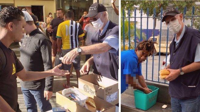 Mesmo no grupo de risco, o pároco Julio Lancellotti coloca máscara e avental diariamente para distribuir alimentos, roupas e kits de higiene a quem precisa: “não podemos abandonar justamente agora quem está mais vulnerável”.