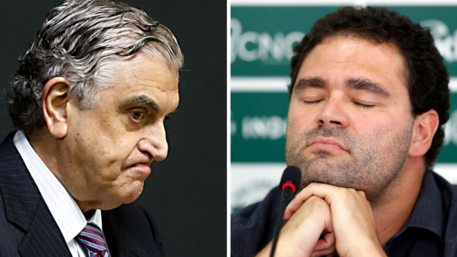 Mario Celso Petraglia, presidente do Athletico, e Samir Namur, do Coritiba.