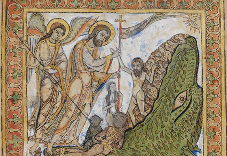 Uma páscoa celebrada não apesar do isolamento, mas através dele A descida aos infernos, representação iconográfica que representa a vitória de Cristo sobre a morte, em uma ilustração de um saltério do século XII.