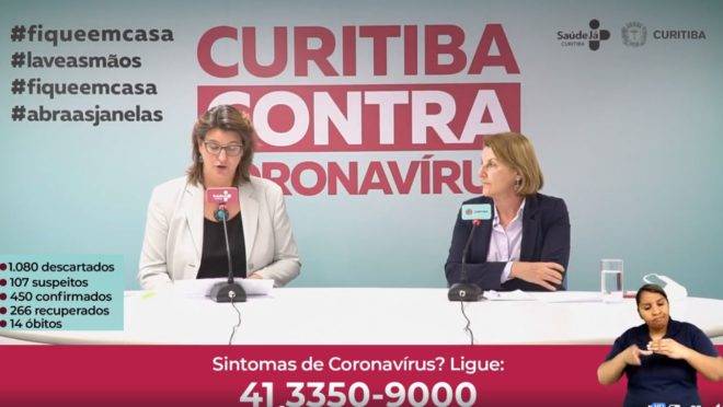 Atualização dos números da Covid-19 em Curitiba.
