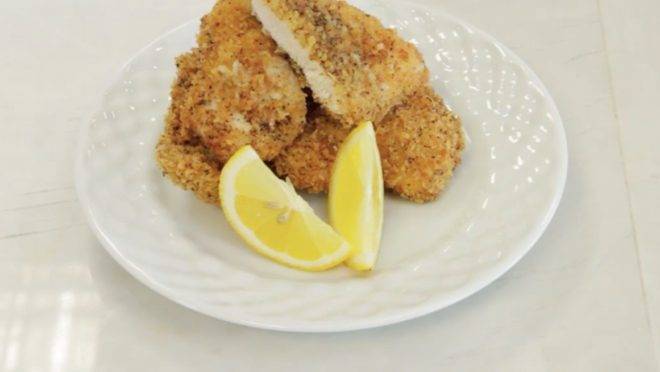 Receita de frango empanado.