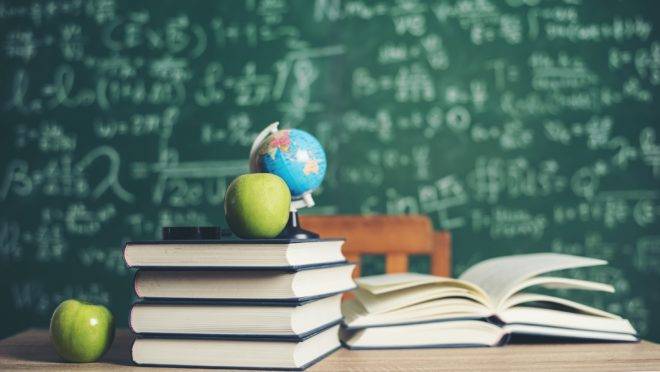 book with green board background