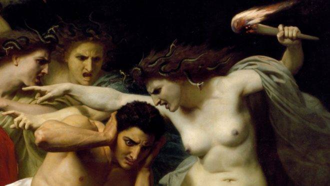 Detalhe de "O remorso de Orestes", de William-Adolphe Bouguereau.