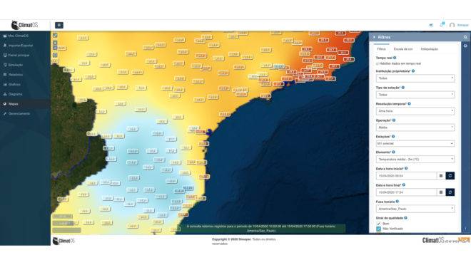 ClimatOS sistema desenvolvido pela Simepar para análise de bigData gerados pelo sistemas de monitoramento do tempo