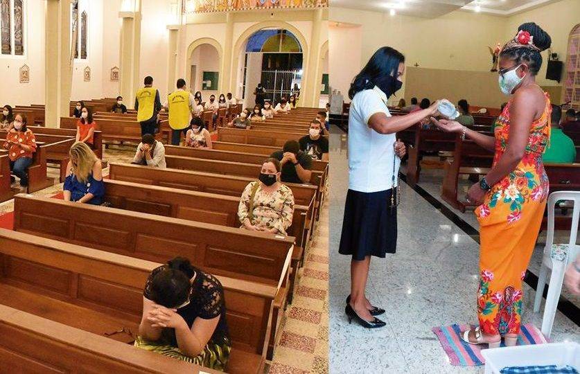 Missas com a presença de fiéis são retomadas em pelo menos 3 estados Missa em Goiânia com medidas para o distanciamento entre os fiéis