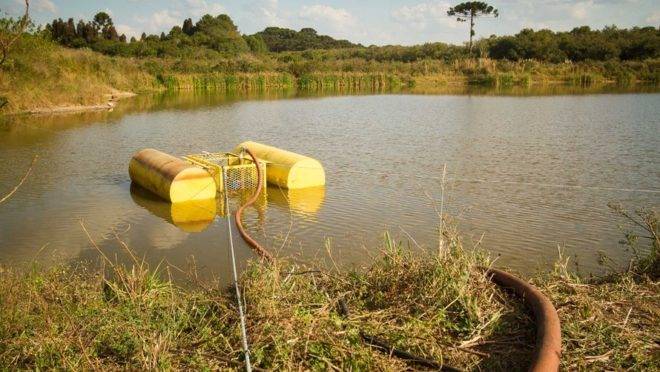 Sistema emergencial de captação de água em cava foi instalado pela Sanepar em Fazenda Rio Grande.