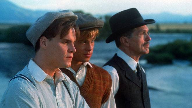 Cena do filme “Nada É Para Sempre”, de Robert Redford, com Craig Sheffer, Brad Pitt e Tom Skerritt