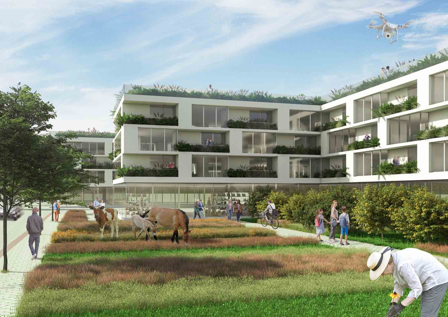 Um retorno à convivência comunitária, à presença dos animais e do verde. Foto: Stefano Boeri Architetti Um retorno à convivência comunitária, à presença dos animais e do verde. Foto: Stefano Boeri Architetti