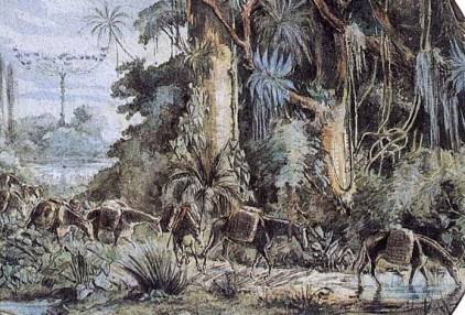 Obra de João Leão Pallière, tropa carregada de mate descendo a serra, cerca de 1860. Foto: Pintores da Paisagem Paranaense/Reprodução Obra de João Leão Pallière, tropa carregada de mate descendo a serra, cerca de 1860. Foto: Pintores da Paisagem Paranaense/Reprodução