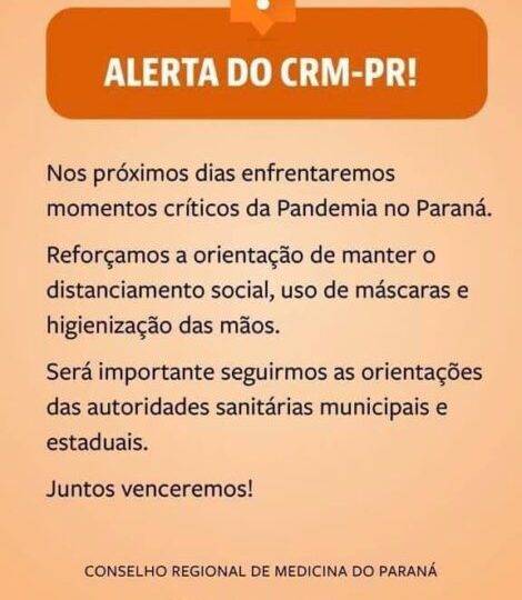 CRM-PR e Sociedade Brasileira de Infectologia alertam para semana crítica da pandemia CRM-PR e Sociedade Brasileira de Infectologia alertam para semana crítica da pandemia