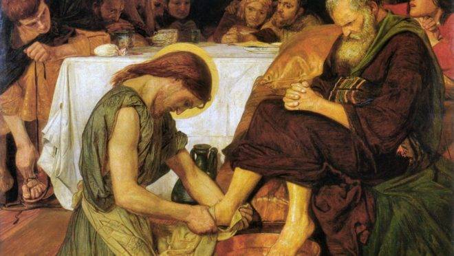 “Jesus lavando os pés de Pedro” (1852), de Ford Madox Brown.