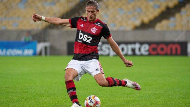 Filipe Luís no último jogo do Flamengo, contra o Bangu