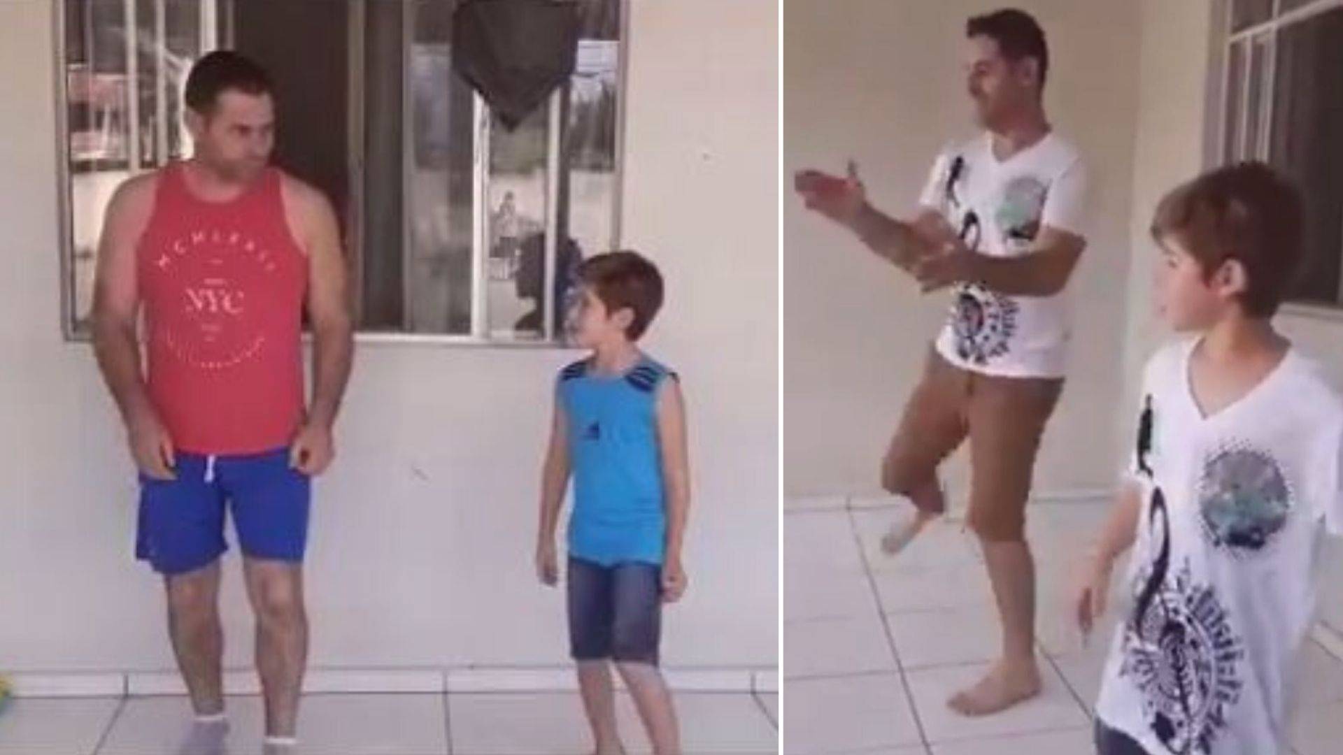 Além de ser uma distração durante a quarentena, a dança tem aproximado ainda mais o curitibano Leandro de seu filho Renan, de 7 anos.