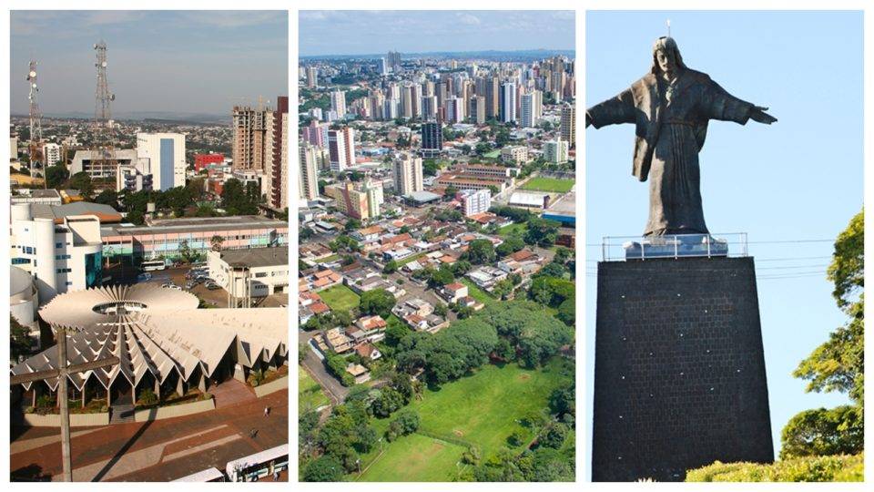Cascavel, Londrina e Cornélio reduziram casos ativos de coronavírus: é justa a quarentena? Fotomontagem de fotos de Cascavel, Londrina e Cornélio Procópio, cidades paranaenses que reduziram os casos ativos de coronavírus em 2 de julho de 2020.