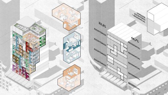 Repensar o uso de edifícios de uso exclusivo para escritórios: essa é a proposta do projeto H.O.M.E do Hiperstudio