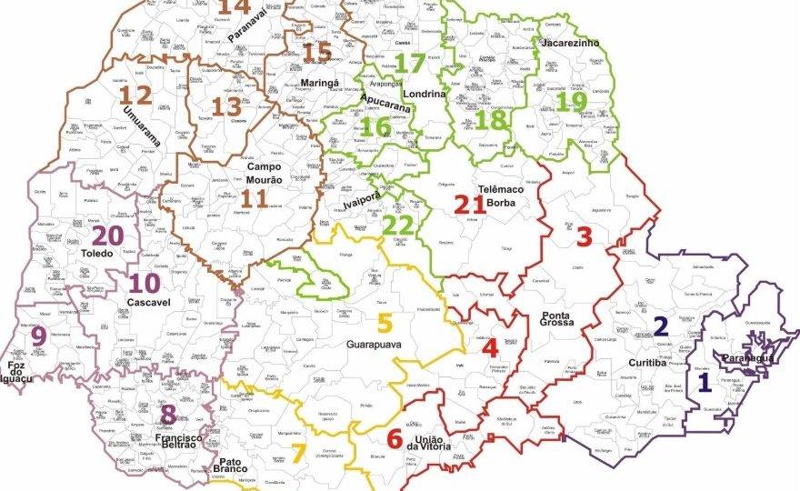 O estado do Paraná conta com 22 regionais de saúde. Em 11 delas há, ao menos, uma cidade livre do coronavírus.