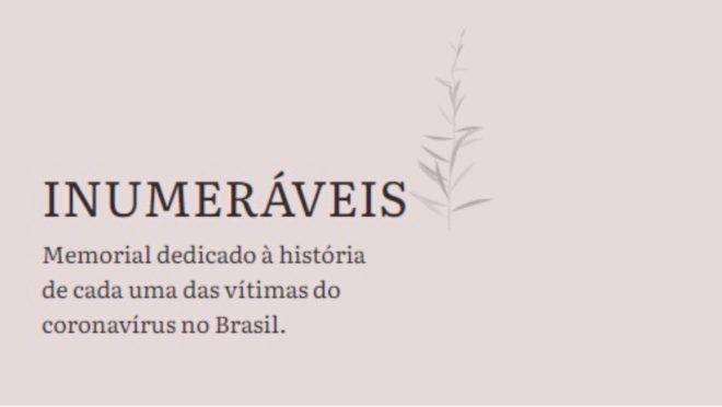 Projeto Inumeráveis foi criado no fim de abril e funciona como um memorial online para lembrar as vítimas da Covid-19