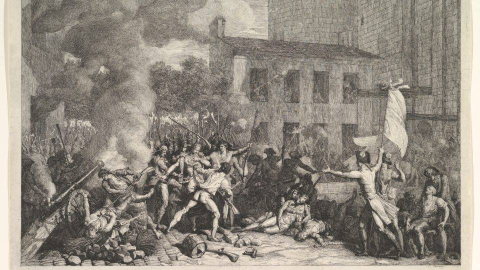 A tomada da Bastilha em 14 de julho de 1789, obra de Charles Thévenin