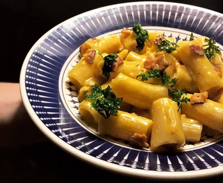 Rigatoni à Carbonara. Foto: Divulgação Rigatoni à Carbonara. Foto: Divulgação