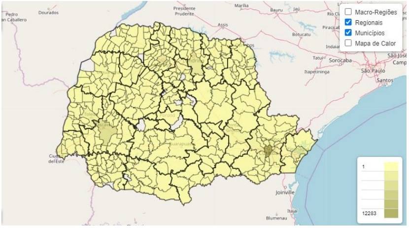 De acordo com o último boletim da Sesa, somente onze municípios paranaenses não registram casos de coronavírus.