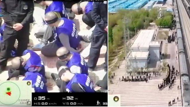 Um vídeo mostrando centenas de prisioneiros algemados e de olhos vendados sendo embarcados em um trem foi postado no YouTube. As imagens feitas por drones foram filmadas na província chinesa de Xinjiang. O vídeo oferece uma rara visão dos centros de “reeducação” administrados pela China, para onde estão sendo transportados um grande número de muçulmanos uigures